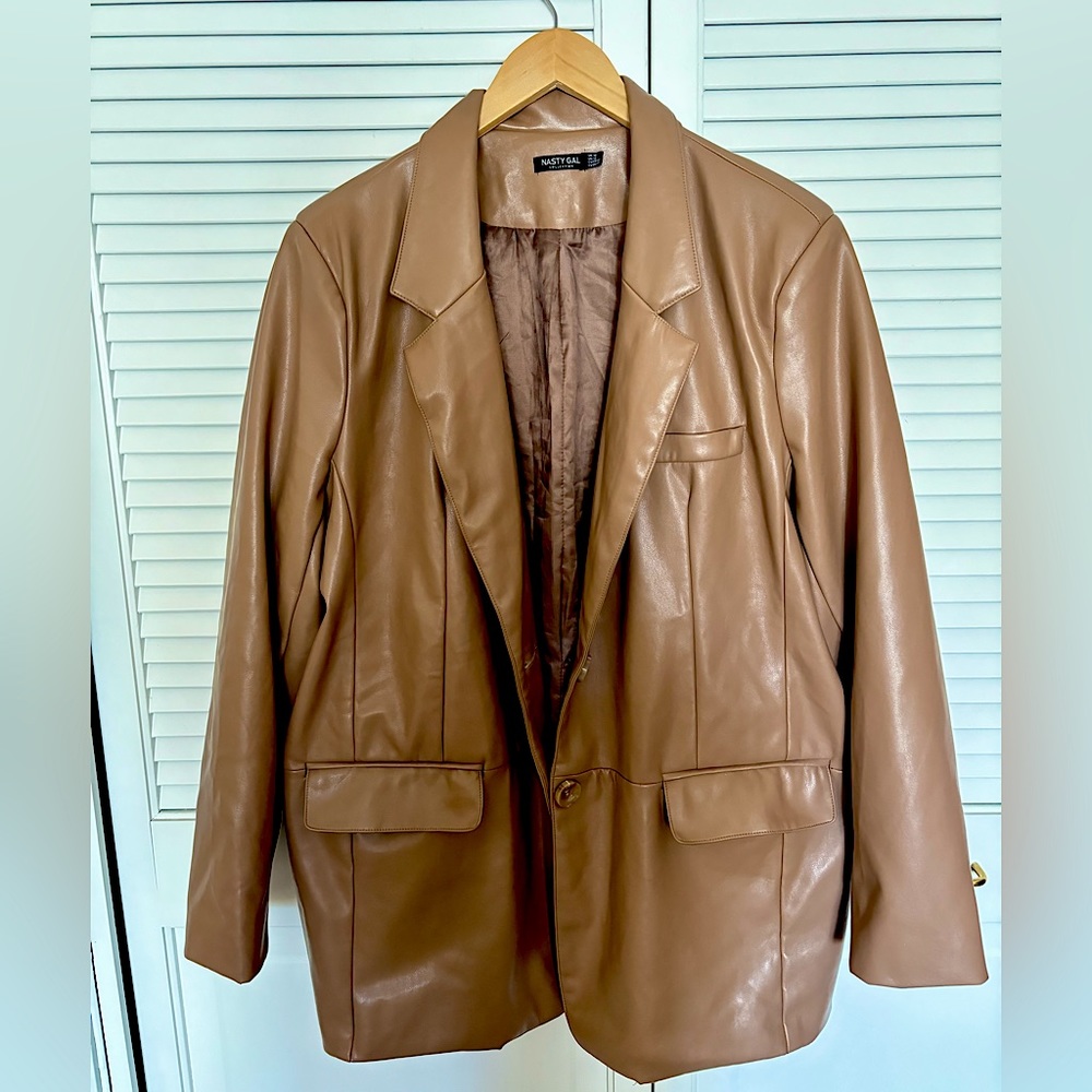 NastyGal Boyfriend Vegan Leather Blazer